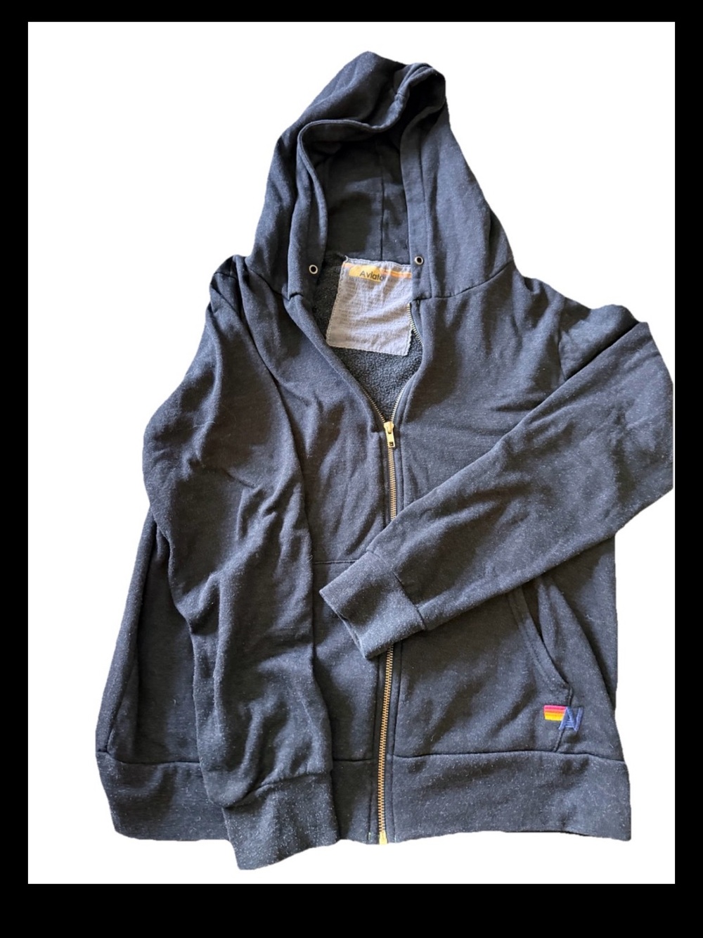 Aviator Nation Gray Zip-Up Hoodie zip lightening bolt Cali sweatshirt Sz L
